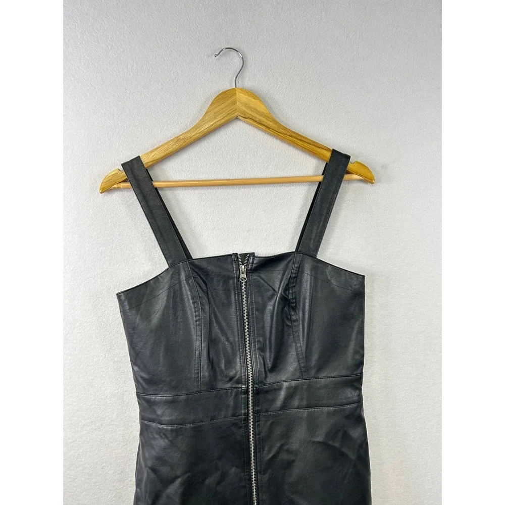 Wild‎ Fable Black Faux Leather Zip Front Pinafore Mini Dress Women's Size S - Picture 8 of 10